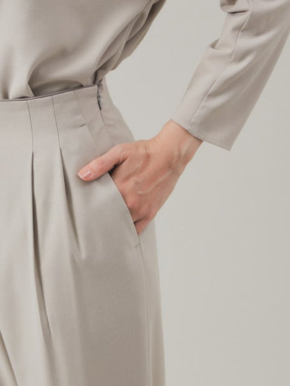 【セットアップ対応】ギャバストレッチタックパンツ