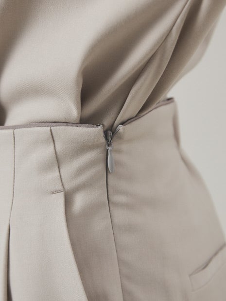 【セットアップ対応】ギャバストレッチタックパンツ