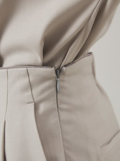 【セットアップ対応】ギャバストレッチタックパンツ