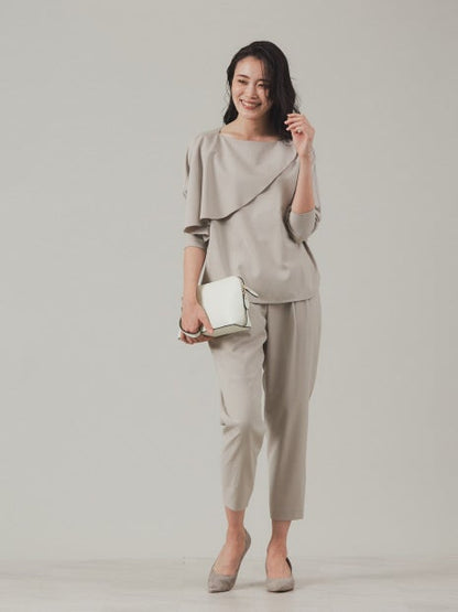 【セットアップ対応】ギャバストレッチタックパンツ