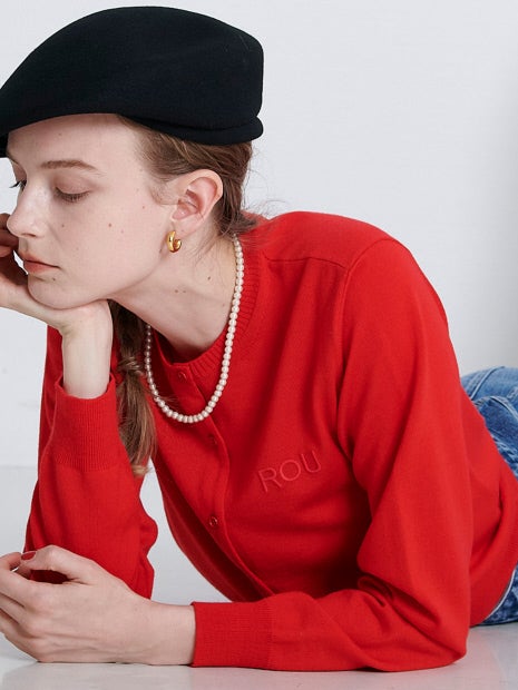 ロゴ刺繍カーディガン