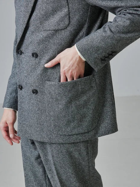 【セットアップ対応】カシミヤ ブレンド ダブルジャケット