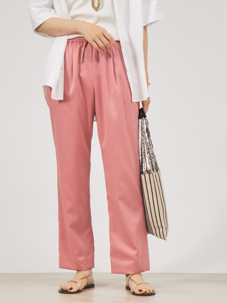 サテンストレートイージーパンツ