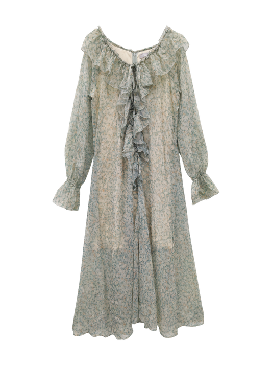 RUFFLE CHIFFON MAXI DRESS