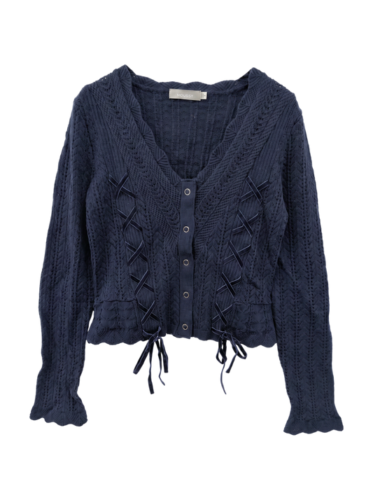 LACE UP RIBBON CARDIGAN