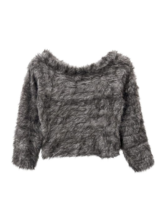 FAUX FUR KNIT CROP TOP