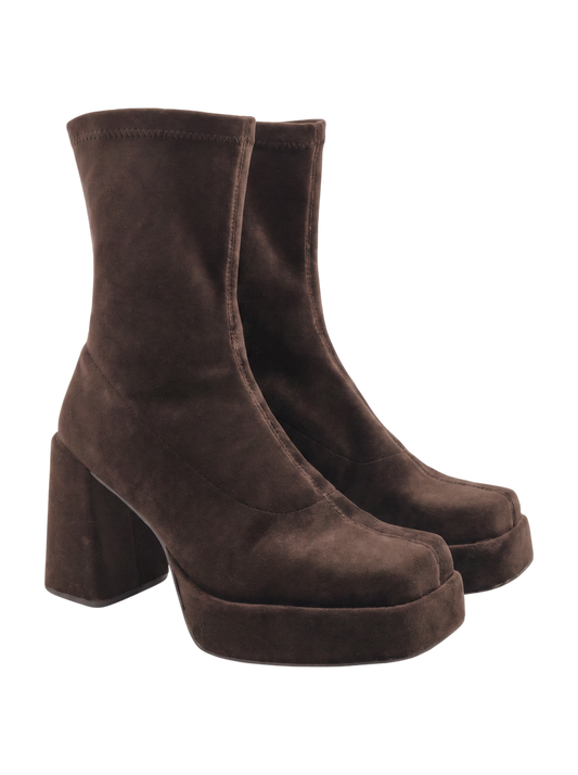 STRETCH BLOCK HEEL BOOTS