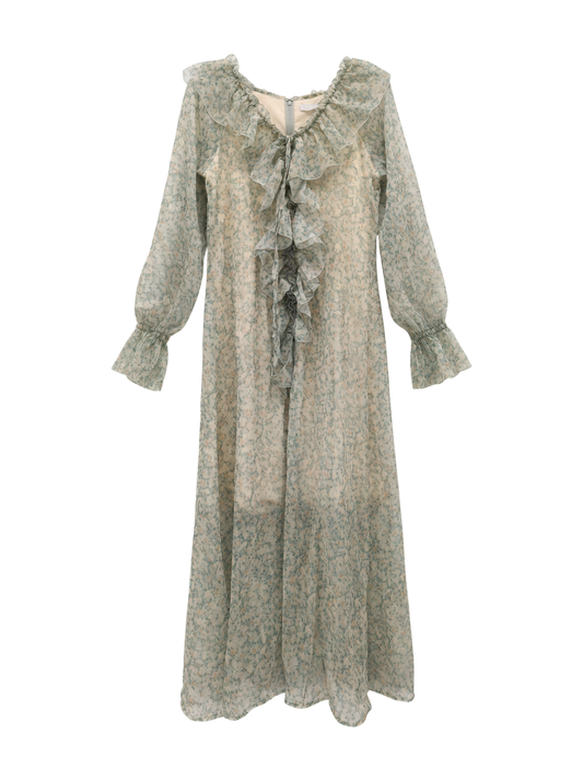 RUFFLE CHIFFON MAXI DRESS
