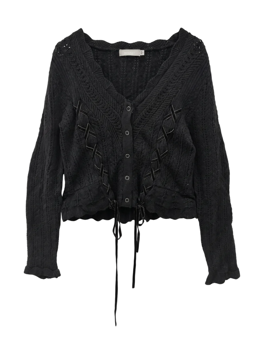 LACE UP RIBBON CARDIGAN
