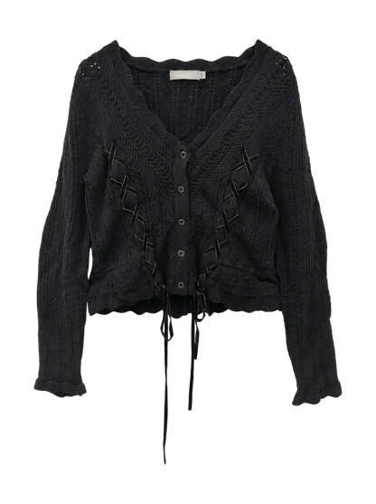 LACE UP RIBBON CARDIGAN