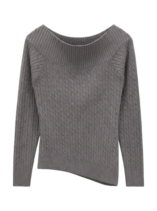 ASYMMETRY SHOULDER CABLE KNIT