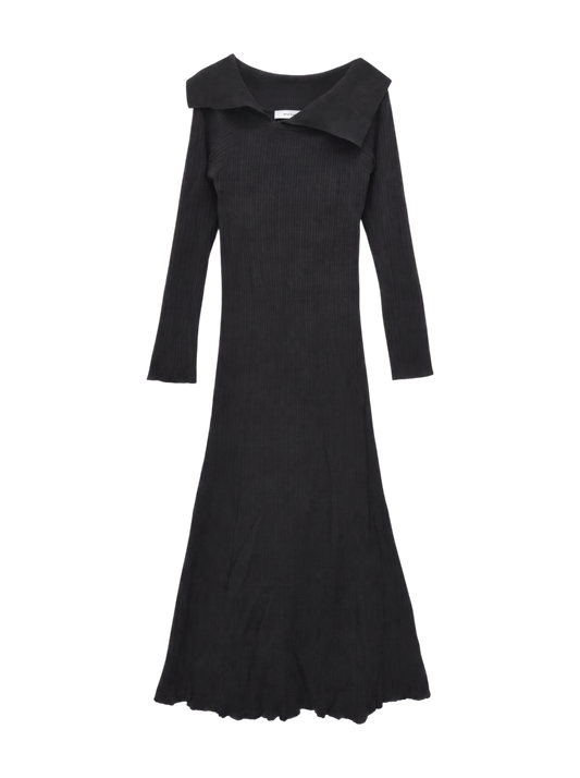 ASYMMETRY COLLAR KNIT DRESS