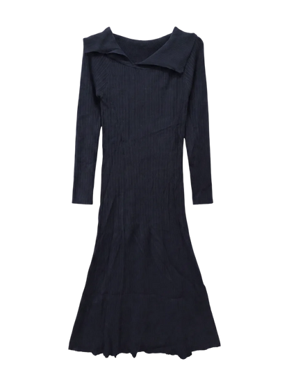 ASYMMETRY COLLAR KNIT DRESS