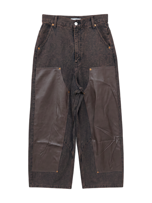 F/LEATHER@DOUBLE KNEE PANTS