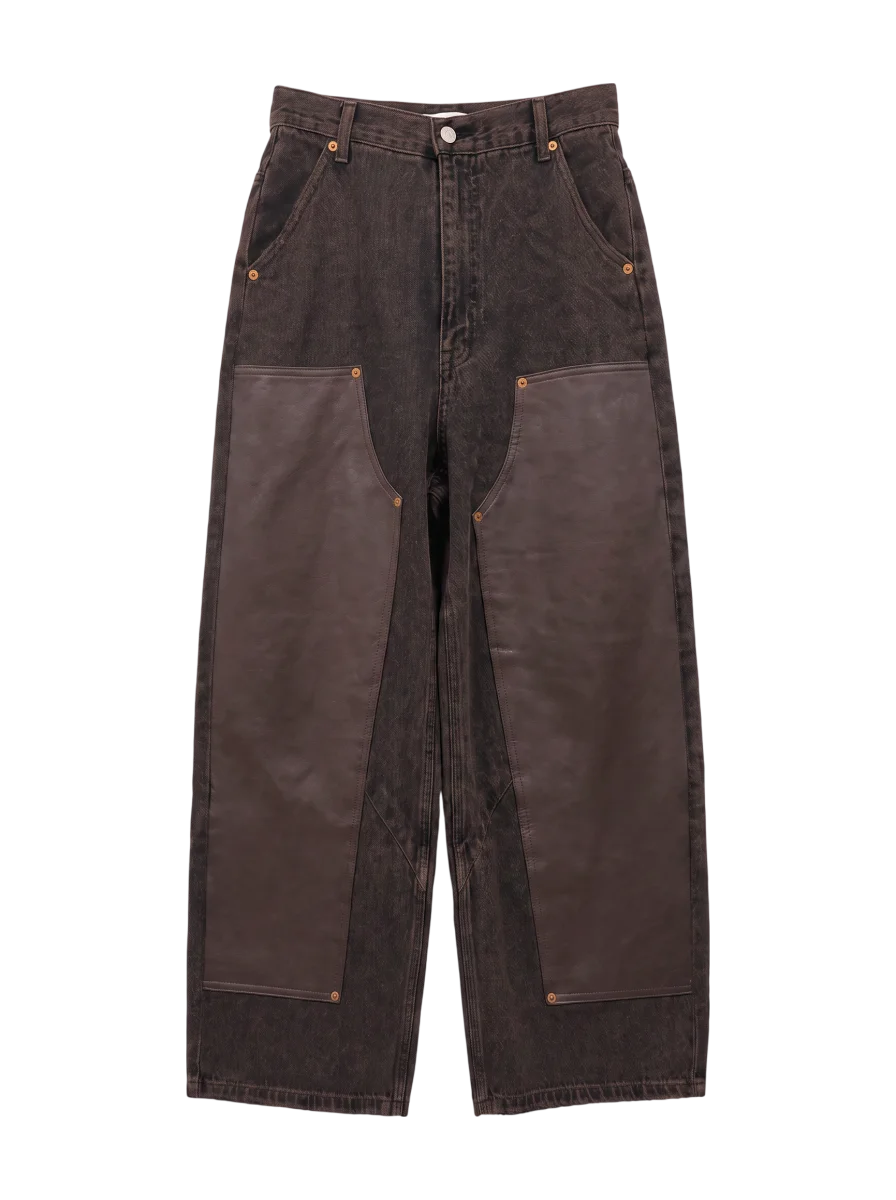 F/LEATHER@DOUBLE KNEE PANTS