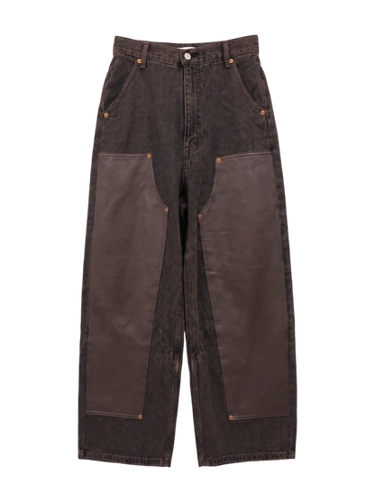 F/LEATHER@DOUBLE KNEE PANTS