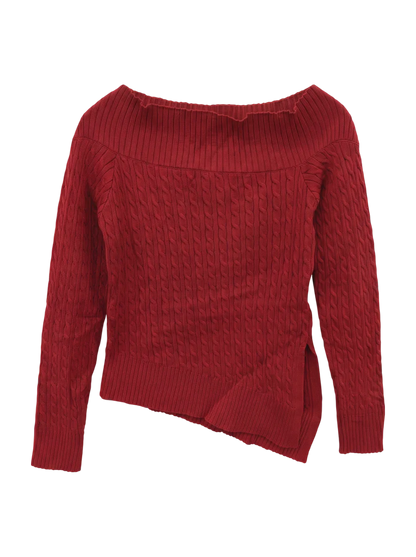 ASYMMETRY SHOULDER CABLE KNIT