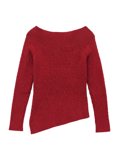 ASYMMETRY SHOULDER CABLE KNIT