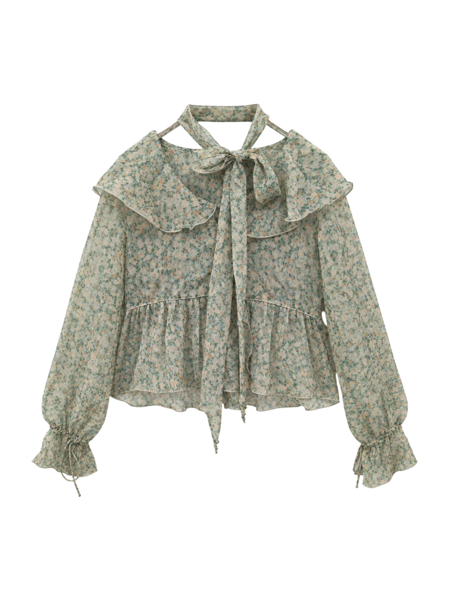 BOW TIE CHIFFON BLOUSE
