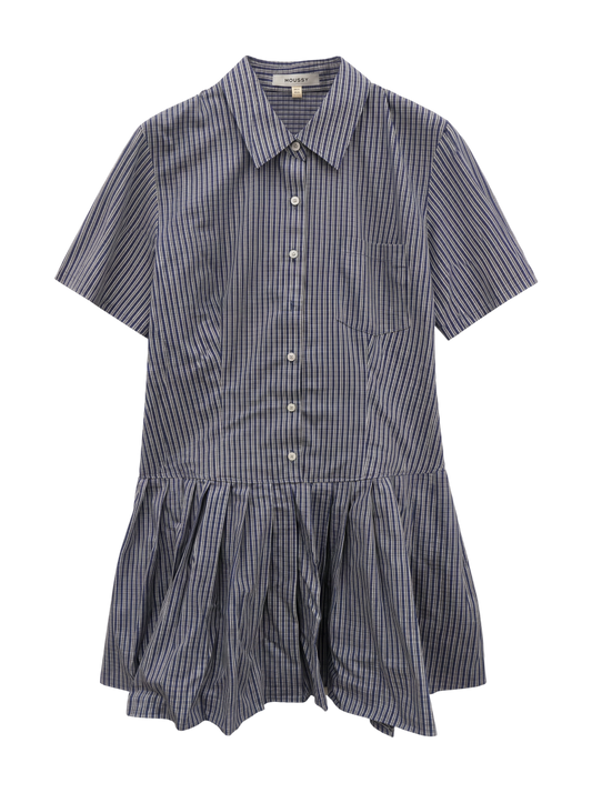 PLEATED SHIRT MINI DRESS