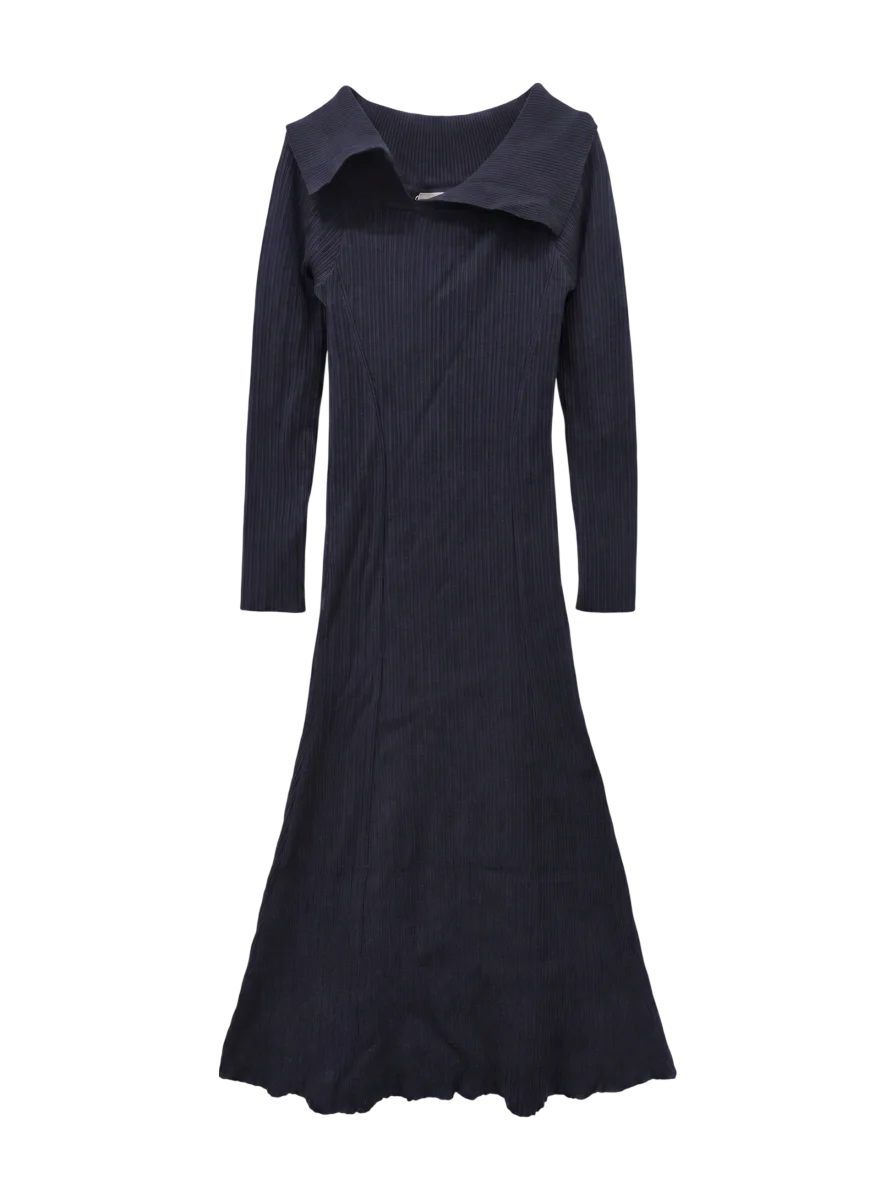 ASYMMETRY COLLAR KNIT DRESS