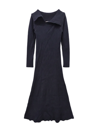 ASYMMETRY COLLAR KNIT DRESS