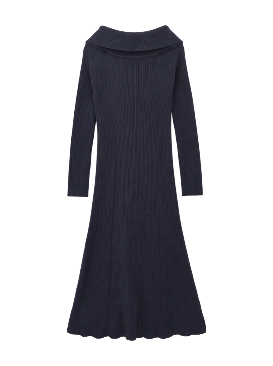 ASYMMETRY COLLAR KNIT DRESS