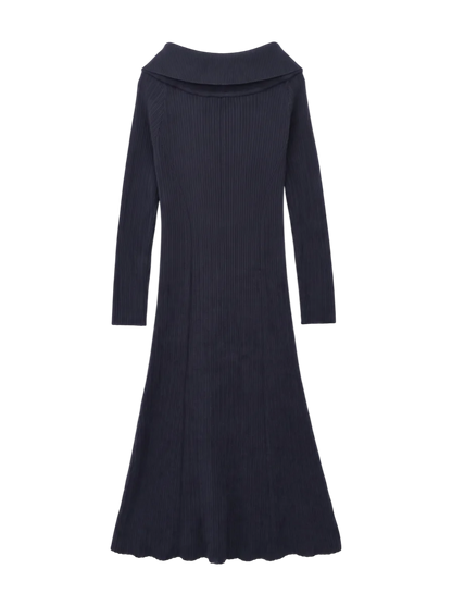 ASYMMETRY COLLAR KNIT DRESS