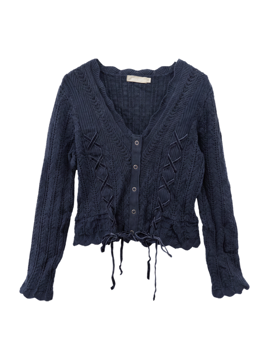 LACE UP RIBBON CARDIGAN