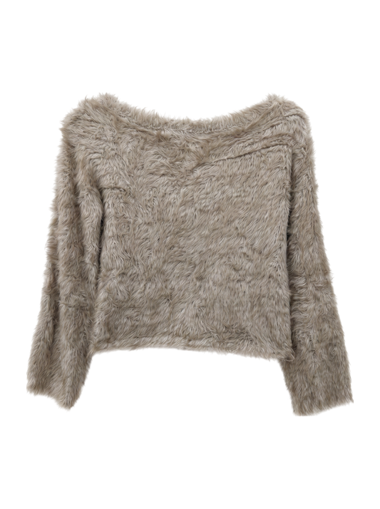 FAUX FUR KNIT CROP TOP