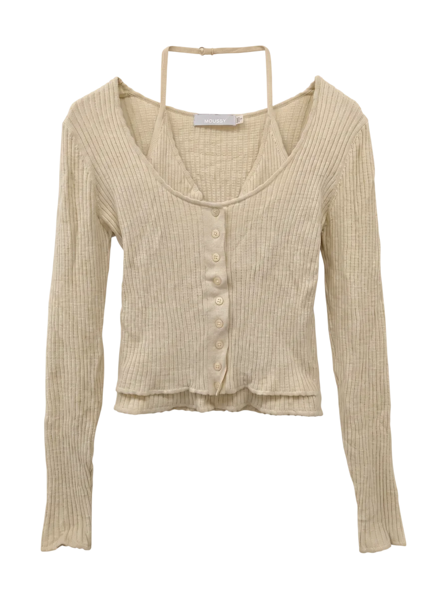 HALTER NECK DOUBLE KNIT TOP