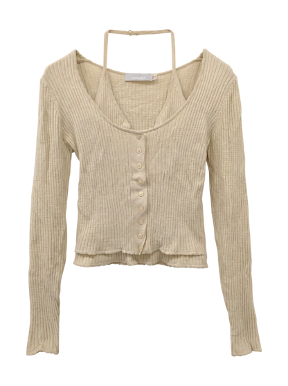 HALTER NECK DOUBLE KNIT TOP