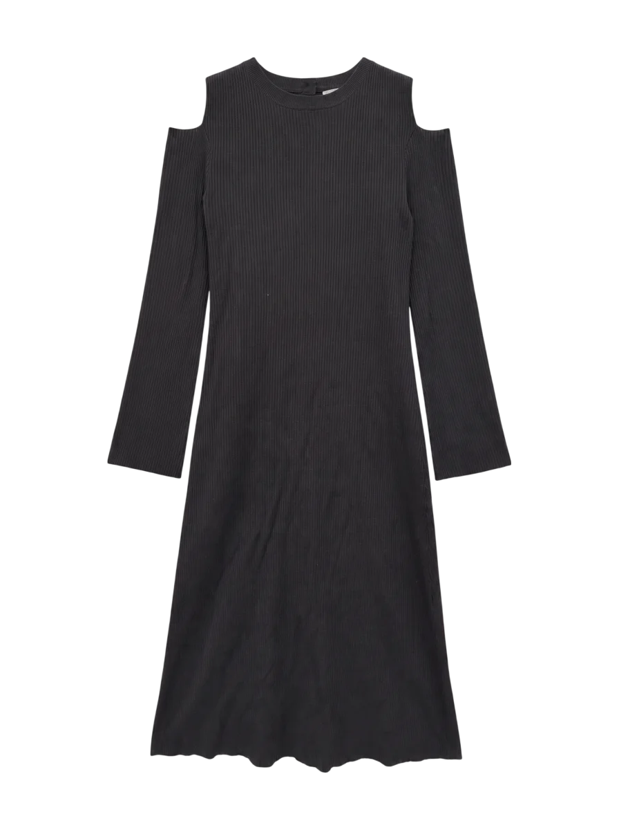 OPEN SHOULDER KNIT DRESS
