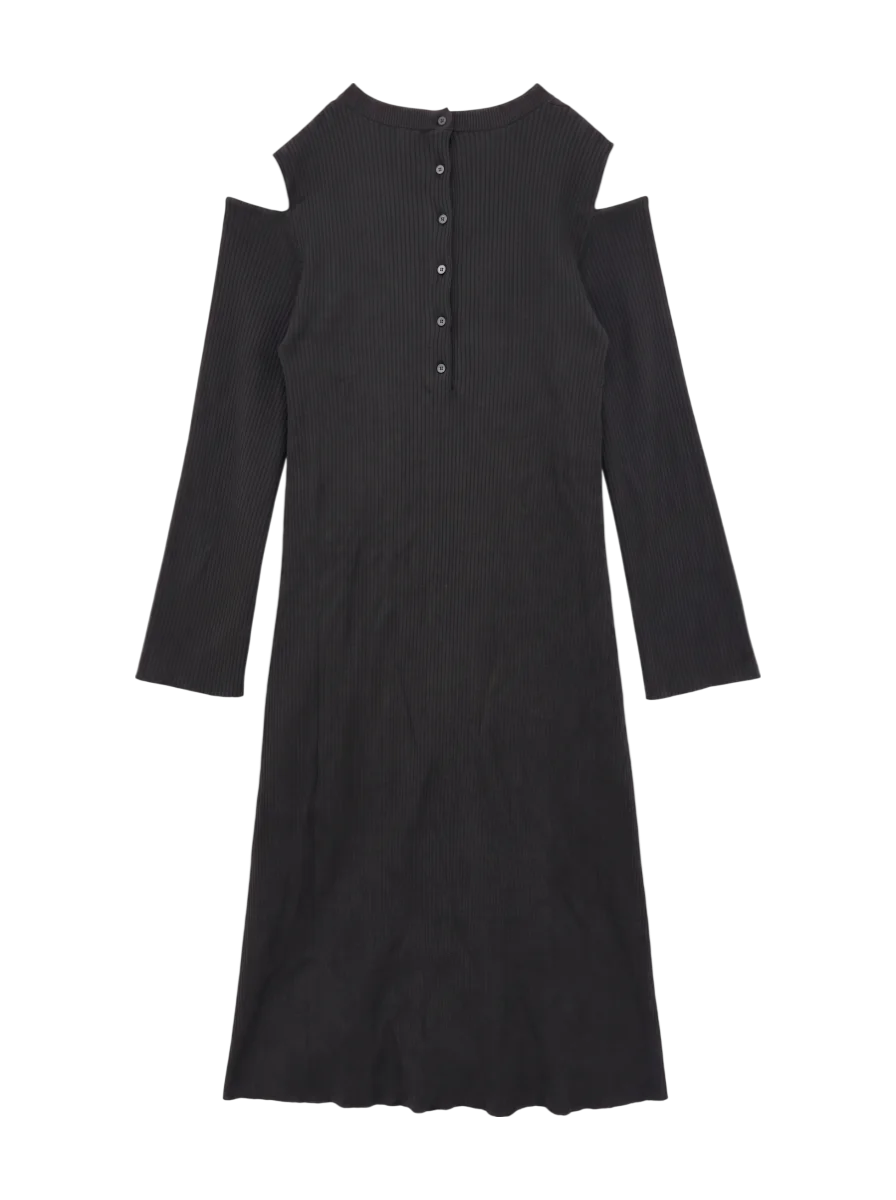 OPEN SHOULDER KNIT DRESS