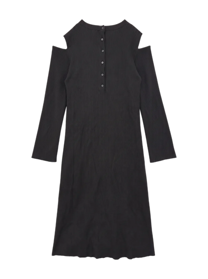 OPEN SHOULDER KNIT DRESS