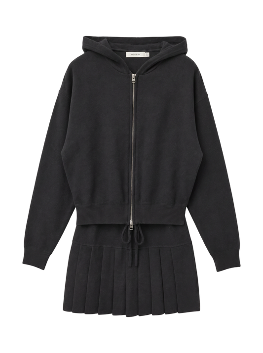 ZIP UP PARKA & PLEATED MINI SK