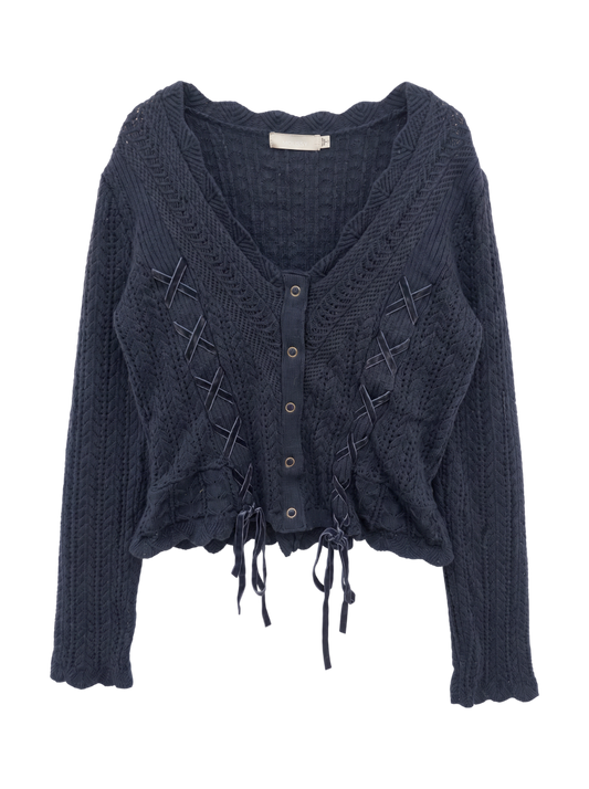 LACE UP RIBBON CARDIGAN