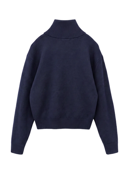 LETTERED HALF ZIP SWEATER