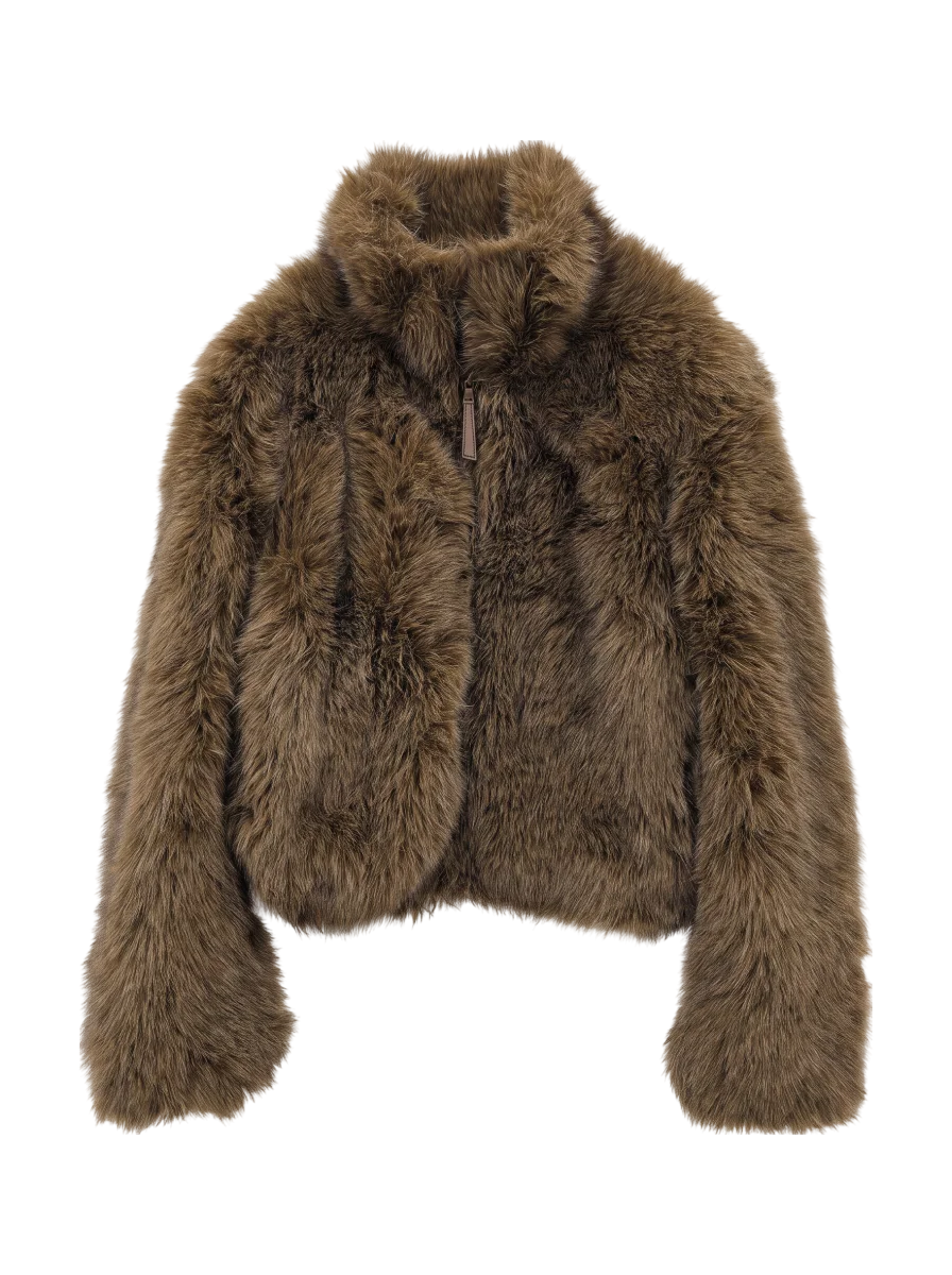 F/FUR STAND COLLAR JACKET