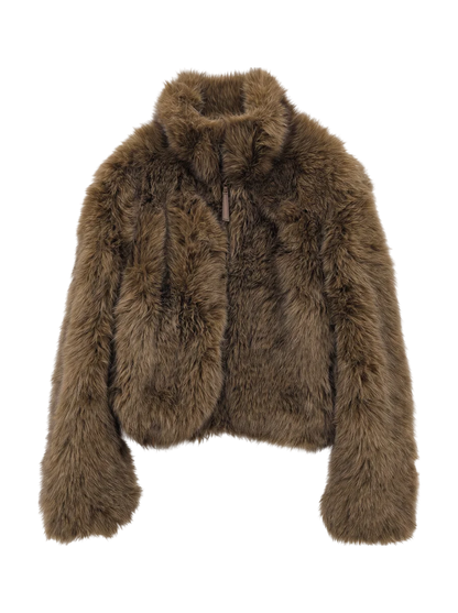 F/FUR STAND COLLAR JACKET