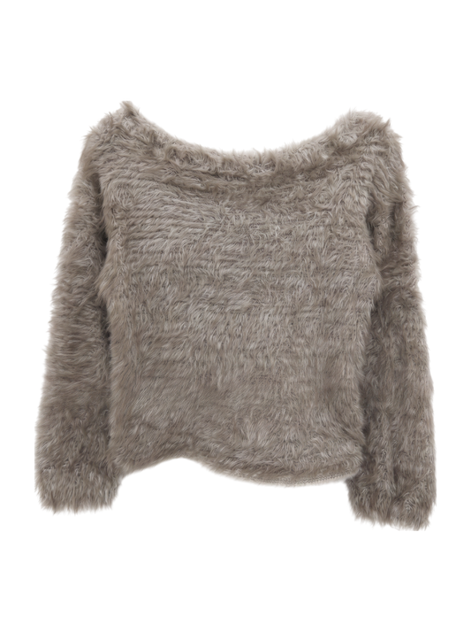 FAUX FUR KNIT CROP TOP