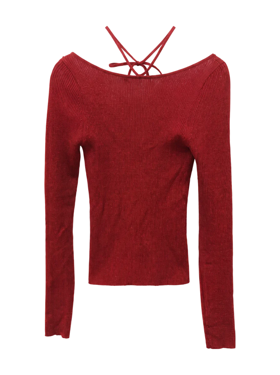 GLITTER TIE KNIT TOP