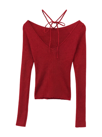 GLITTER TIE KNIT TOP