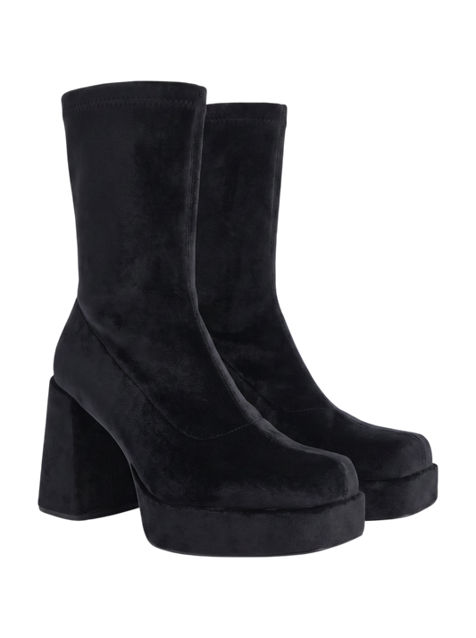 STRETCH BLOCK HEEL BOOTS