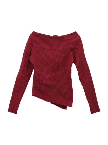 ASYMMETRY SHOULDER CABLE KNIT