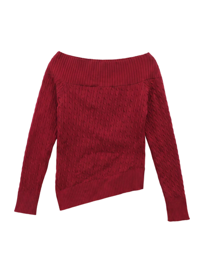 ASYMMETRY SHOULDER CABLE KNIT