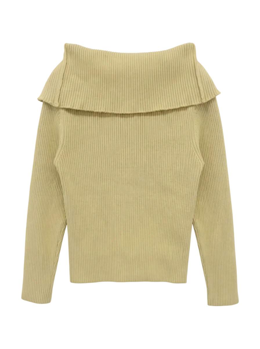 BIG COLLAR ZIP UP KNIT