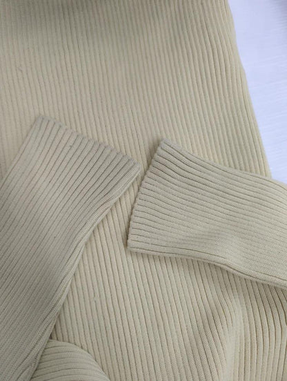 BIG COLLAR ZIP UP KNIT