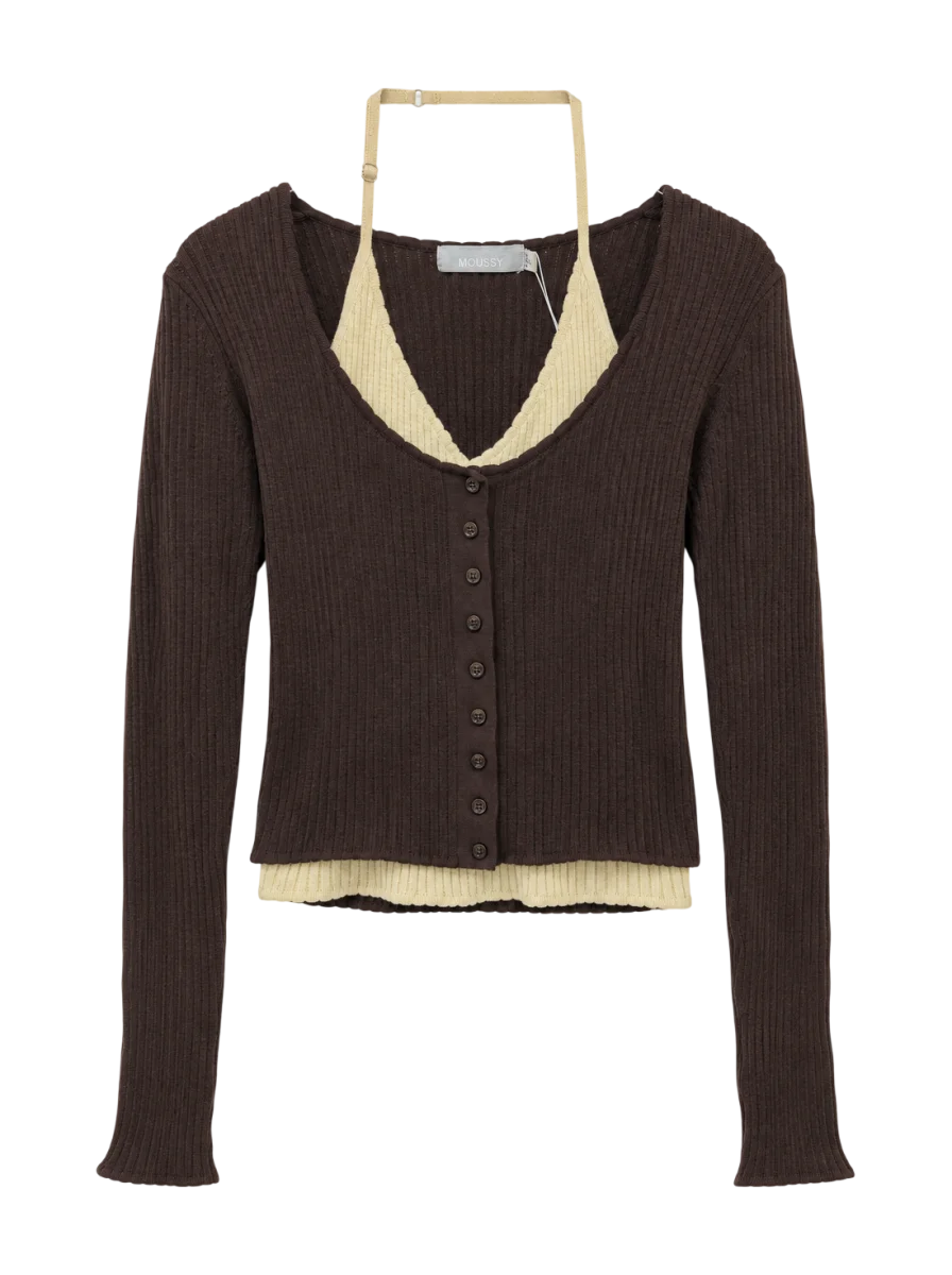 HALTER NECK DOUBLE KNIT TOP