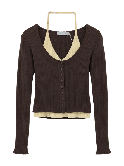 HALTER NECK DOUBLE KNIT TOP